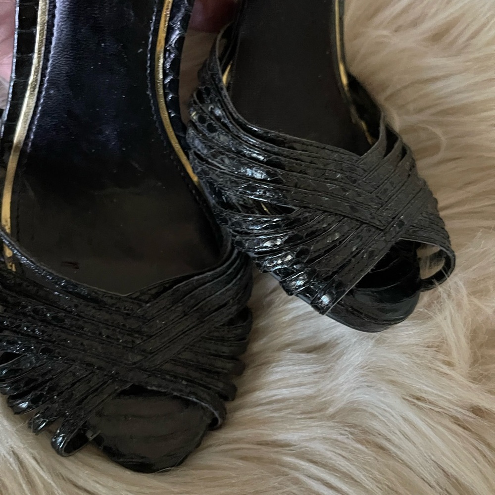 Lauren Ralph Lauren Black Woven Strappy High Heel Sandals - Picture 3 of 6